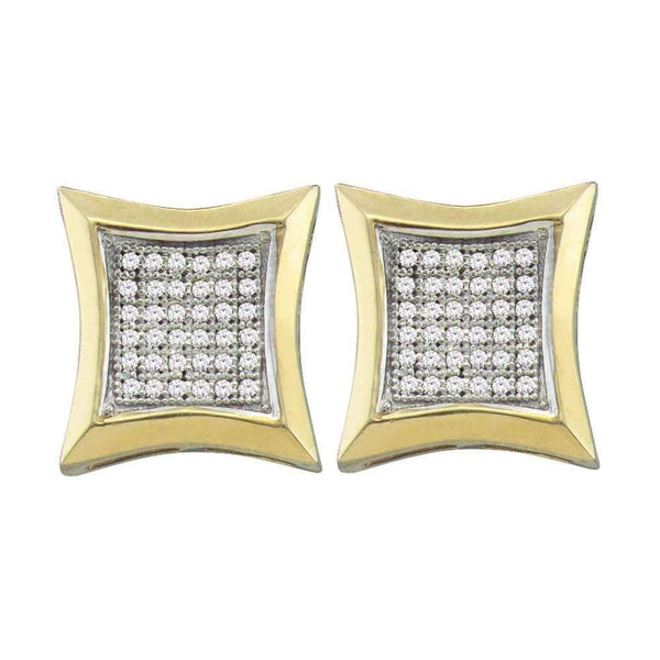 10kt Yellow Gold Women's Round Diamond Square Kite Cluster Earrings 1-4 Cttw - FREE Shipping (USA/CAN)-Gold & Diamond Earrings-JadeMoghul Inc.