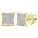 10kt Yellow Gold Women's Round Diamond Square Kite Cluster Earrings 1-6 Cttw - FREE Shipping (USA/CAN)-Gold & Diamond Earrings-JadeMoghul Inc.