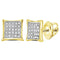 10kt Yellow Gold Women's Round Diamond Square Kite Cluster Earrings 1-6 Cttw - FREE Shipping (USA/CAN)-Gold & Diamond Earrings-JadeMoghul Inc.