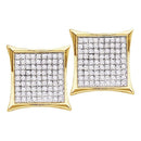 10kt Yellow Gold Women's Round Diamond Square Kite Cluster Earrings 3-4 Cttw - FREE Shipping (USA/CAN)-Gold & Diamond Earrings-JadeMoghul Inc.