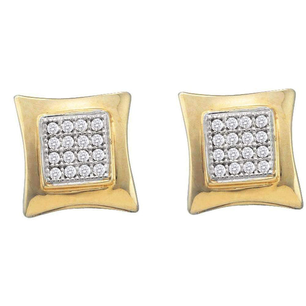 10kt Yellow Gold Women's Round Diamond Square Kite Cluster Screwback Earrings 1-10 Cttw - FREE Shipping (USA/CAN)-Gold & Diamond Earrings-JadeMoghul Inc.