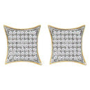 10kt Yellow Gold Women's Round Diamond Square Kite Cluster Screwback Earrings 3-8 Cttw - FREE Shipping (USA/CAN)-Gold & Diamond Earrings-JadeMoghul Inc.