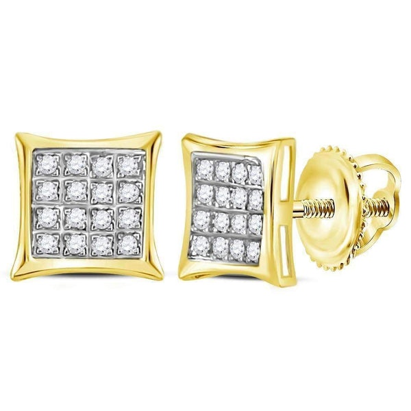 10kt Yellow Gold Women's Round Diamond Square Kite Cluster Stud Earrings 1-10 Cttw - FREE Shipping (USA/CAN)-Gold & Diamond Earrings-JadeMoghul Inc.