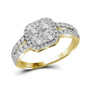 10kt Yellow Gold Women's Round Diamond Square-shape Cluster Split-shank Ring 1-1-4 Cttw - FREE Shipping (US/CAN)-Gold & Diamond Cluster Rings-JadeMoghul Inc.