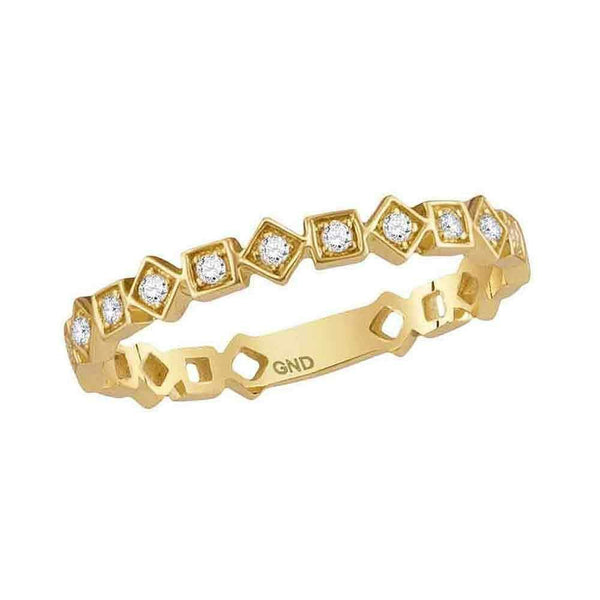 10kt Yellow Gold Women's Round Diamond Squares Stackable Band Ring 1-10 Cttw - FREE Shipping (US/CAN)-Gold & Diamond Rings-JadeMoghul Inc.