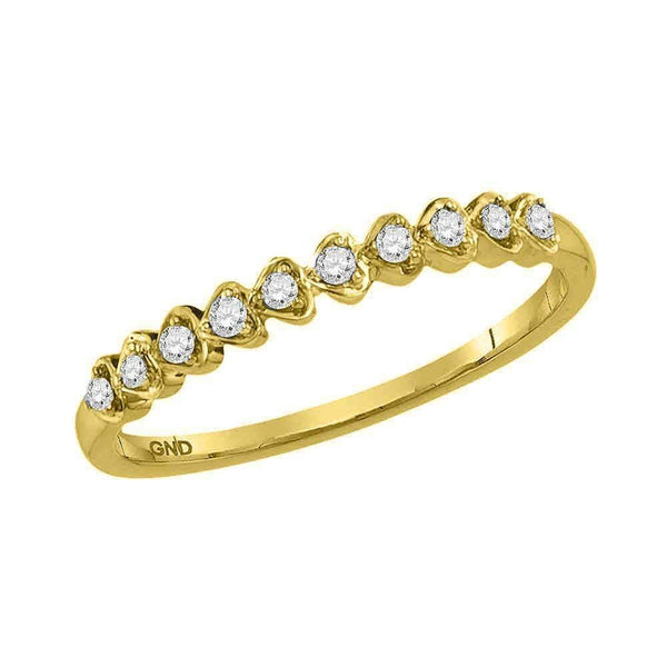 10kt Yellow Gold Womens Round Diamond Stackable Band Ring 1-10 Cttw-Gold & Diamond Rings-JadeMoghul Inc.
