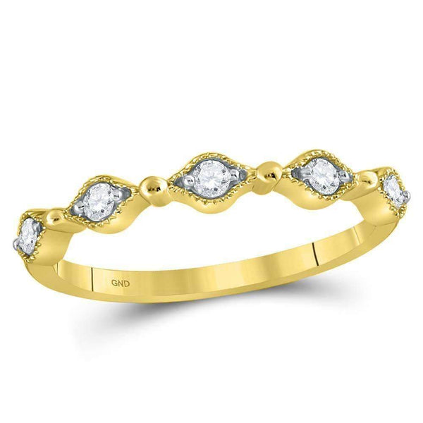 10kt Yellow Gold Women's Round Diamond Stackable Band Ring 1-8 Cttw - FREE Shipping (US/CAN)-Gold & Diamond Rings-JadeMoghul Inc.
