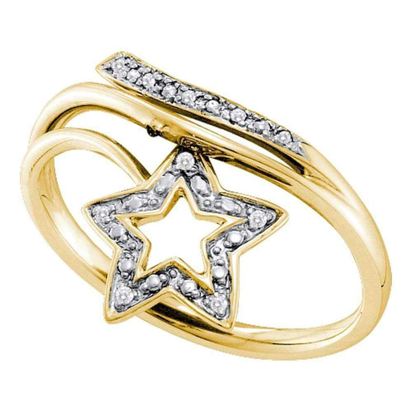 10kt Yellow Gold Women's Round Diamond Star Bypass Band Ring .03 Cttw - FREE Shipping (US/CAN)-Gold & Diamond Rings-6.5-JadeMoghul Inc.