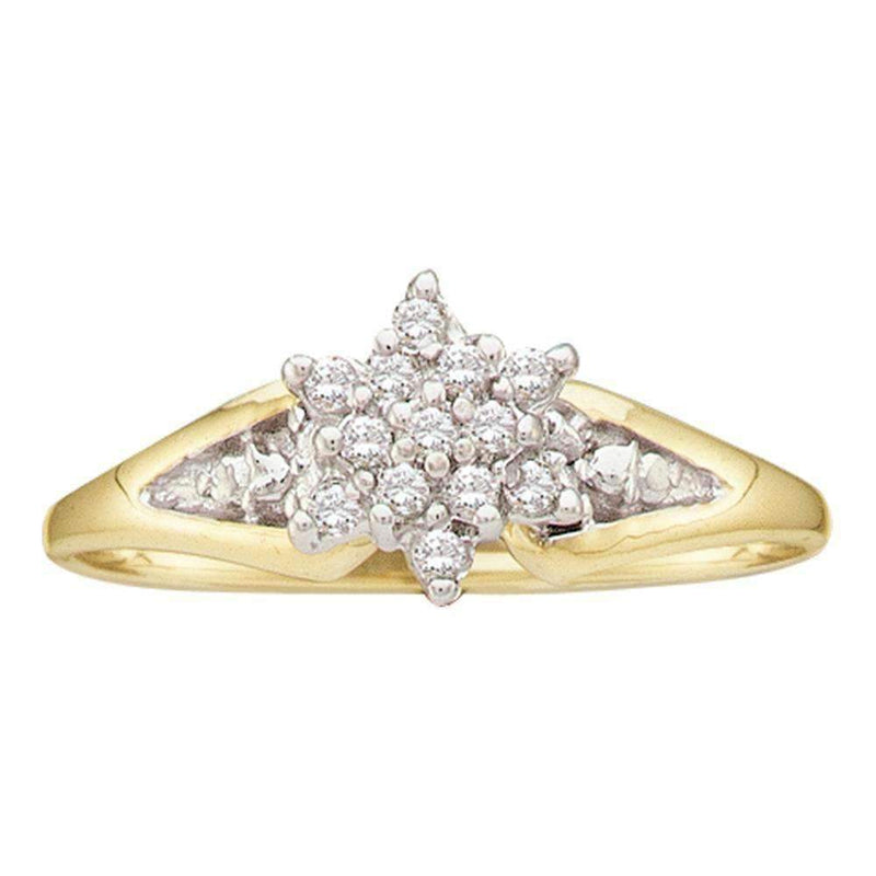 10kt Yellow Gold Women's Round Diamond Star Cluster Ring 1/10 Cttw - FREE Shipping (US/CAN)-Gold & Diamond Cluster Rings-5.5-JadeMoghul Inc.