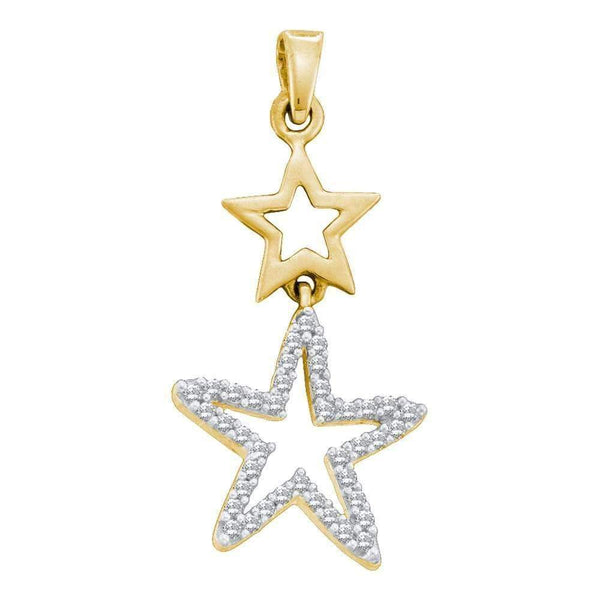 10kt Yellow Gold Women's Round Diamond Star Pendant 1-10 Cttw - FREE Shipping (US/CAN)-Gold & Diamond Pendants & Necklaces-JadeMoghul Inc.