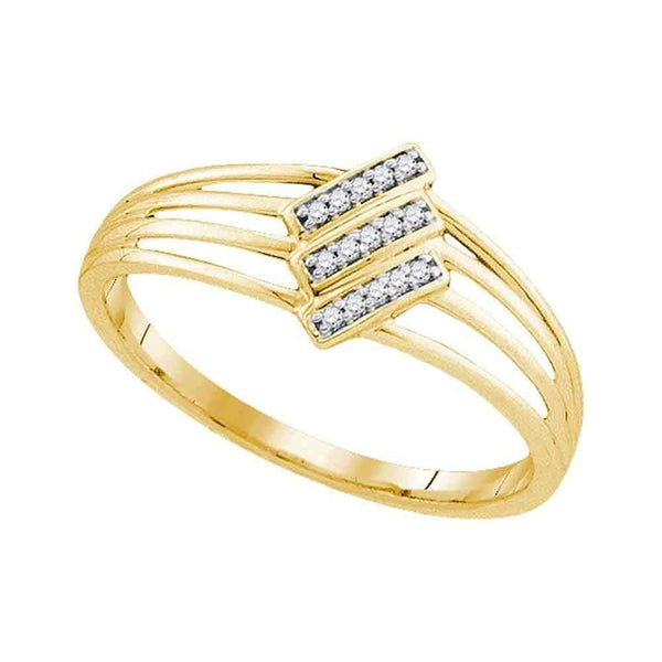10kt Yellow Gold Women's Round Diamond Stripe Band Ring 1/20 Cttw - FREE Shipping (US/CAN)-Gold & Diamond Fashion Rings-5-JadeMoghul Inc.