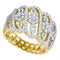 10kt Yellow Gold Women's Round Diamond Striped Cluster Fashion Band Ring 1.00 Cttw - FREE Shipping (US/CAN)-Gold & Diamond Bands-6-JadeMoghul Inc.