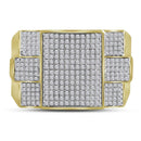 10kt Yellow Gold Women's Round Diamond Symmetrical Square Cluster Ring 3/4 Cttw - FREE Shipping (US/CAN)-Gold & Diamond Rings-8.5-JadeMoghul Inc.