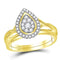 10kt Yellow Gold Womens Round Diamond Teardrop Cluster Bridal Wedding Engagement Ring Band Set 1-3 Cttw - FREE Shipping (US/CAN)-Gold & Diamond Wedding Ring Sets-JadeMoghul Inc.