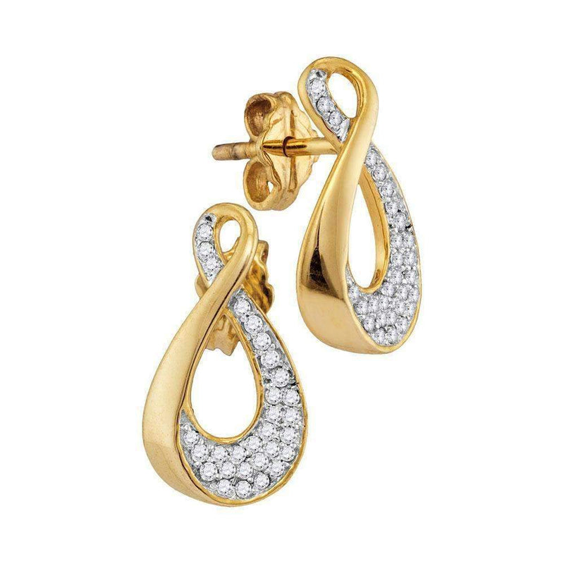 10kt Yellow Gold Women's Round Diamond Teardrop Cluster Earrings 1-5 Cttw - FREE Shipping (USA/CAN)-Gold & Diamond Earrings-JadeMoghul Inc.