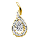 10kt Yellow Gold Women's Round Diamond Teardrop Cluster Pendant 1-10 Cttw - FREE Shipping (US/CAN)-Gold & Diamond Pendants & Necklaces-JadeMoghul Inc.