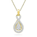 10kt Yellow Gold Womens Round Diamond Teardrop Cluster Pendant 1-3 Cttw-Gold & Diamond Pendants & Necklaces-JadeMoghul Inc.
