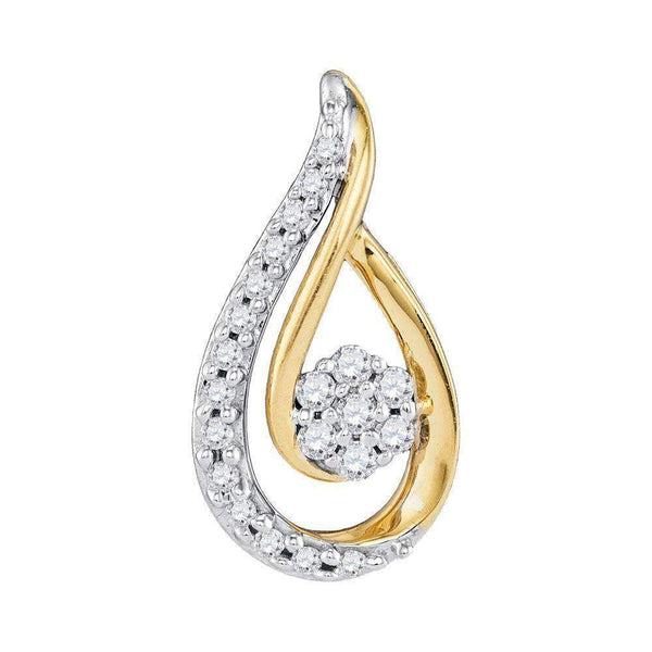 10kt Yellow Gold Women's Round Diamond Teardrop Cluster Pendant 1-4 Cttw - FREE Shipping (US/CAN)-Gold & Diamond Pendants & Necklaces-JadeMoghul Inc.