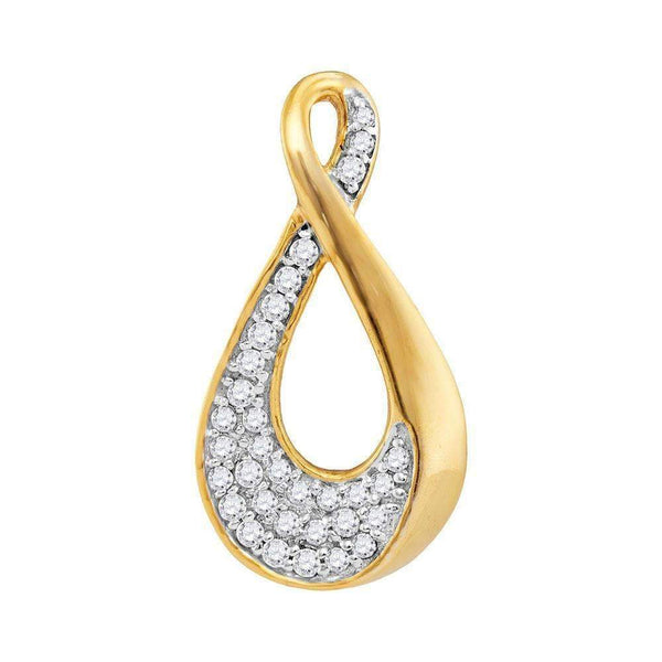 10kt Yellow Gold Women's Round Diamond Teardrop Cluster Pendant 1-8 Cttw - FREE Shipping (US/CAN)-Gold & Diamond Pendants & Necklaces-JadeMoghul Inc.