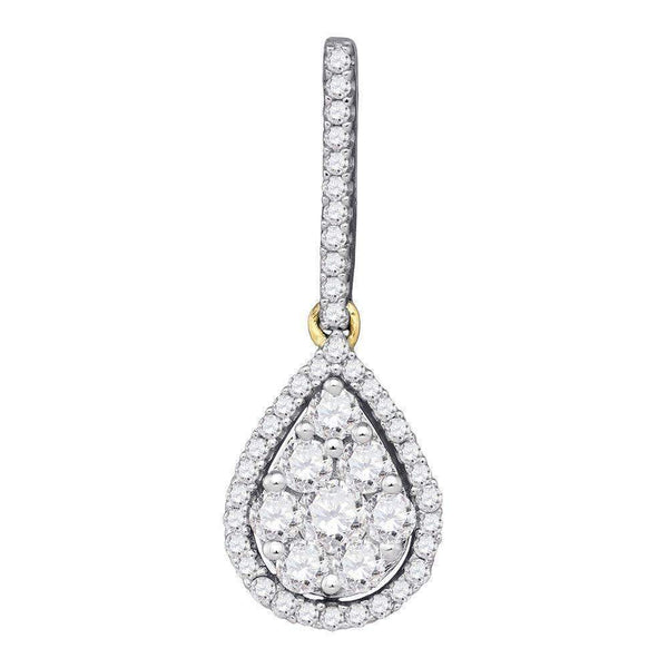 10kt Yellow Gold Women's Round Diamond Teardrop Cluster Pendant 3-4 Cttw - FREE Shipping (US/CAN)-Gold & Diamond Pendants & Necklaces-JadeMoghul Inc.