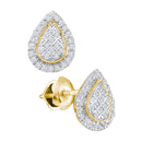 10kt Yellow Gold Women's Round Diamond Teardrop Cluster Screwback Earrings 1-5 Cttw - FREE Shipping (USA/CAN)-Gold & Diamond Earrings-JadeMoghul Inc.