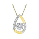 10kt Yellow Gold Women's Round Diamond Teardrop Frame Moving Twinkle Cluster Pendant 1-6 Cttw - FREE Shipping (US/CAN)-Gold & Diamond Pendants & Necklaces-JadeMoghul Inc.