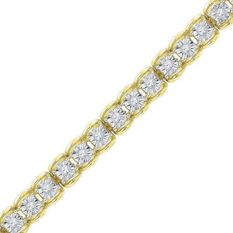 10kt Yellow Gold Women's Round Diamond Tennis Bracelet 1-2 Cttw - FREE Shipping (US/CAN)-Gold & Diamond Bracelets-JadeMoghul Inc.