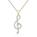 10kt Yellow Gold Women's Round Diamond Treble Clef Music Pendant 1-3 Cttw - FREE Shipping (US/CAN)-Gold & Diamond Pendants & Necklaces-JadeMoghul Inc.