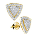 10kt Yellow Gold Women's Round Diamond Triangle Frame Cluster Earrings 1-4 Cttw - FREE Shipping (USA/CAN)-Gold & Diamond Earrings-JadeMoghul Inc.