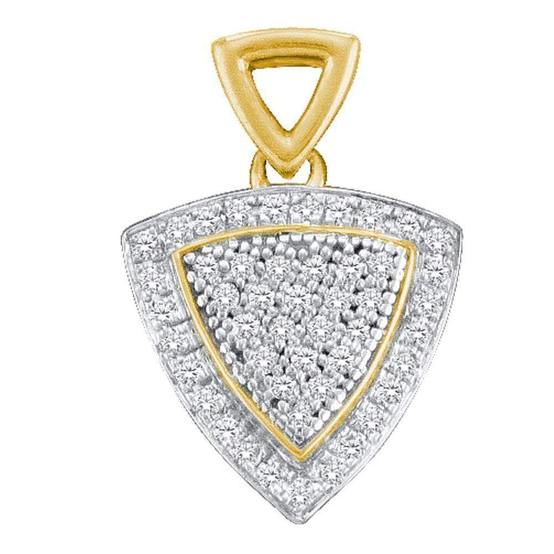 10kt Yellow Gold Women's Round Diamond Triangle Frame Cluster Pendant 1-6 Cttw - FREE Shipping (US/CAN)-Gold & Diamond Pendants & Necklaces-JadeMoghul Inc.