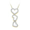 10kt Yellow Gold Women's Round Diamond Triple Cascading Heart Outline Pendant 1-5 Cttw - FREE Shipping (US/CAN)-Gold & Diamond Pendants & Necklaces-JadeMoghul Inc.