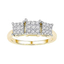 10kt Yellow Gold Women's Round Diamond Triple Cluster Bridal Wedding Engagement Ring 1-4 Cttw - FREE Shipping (USA/CAN)-Gold & Diamond Engagement & Anniversary Rings-JadeMoghul Inc.