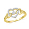 10kt Yellow Gold Women's Round Diamond Triple Heart Solitaire Ring 1/10 Cttw - FREE Shipping (US/CAN)-Gold & Diamond Heart Rings-5-JadeMoghul Inc.