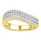 10kt Yellow Gold Women's Round Diamond Triple Row Contoured Band Ring 1/2 Cttw - FREE Shipping (US/CAN)-Gold & Diamond Bands-5-JadeMoghul Inc.