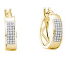 10kt Yellow Gold Women's Round Diamond Triple Row Hoop Earrings 1-6 Cttw - FREE Shipping (USA/CAN)-Gold & Diamond Earrings-JadeMoghul Inc.