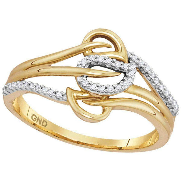 10kt Yellow Gold Women's Round Diamond Triple Row Leaf Band Ring 1-10 Cttw - FREE Shipping (US/CAN)-Gold & Diamond Bands-JadeMoghul Inc.