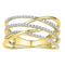 10kt Yellow Gold Women's Round Diamond Triple Row Openwork Crossover Band Ring 1-3 Cttw - FREE Shipping (US/CAN)-Gold & Diamond Bands-JadeMoghul Inc.