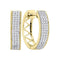 10kt Yellow Gold Womens Round Diamond Triple Row Pave Hoop Earrings 1-3 Cttw-Gold & Diamond Earrings-JadeMoghul Inc.