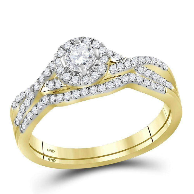 10kt Yellow Gold Women's Round Diamond Twist Bridal Wedding Engagement Ring Band Set 1/2 Cttw - FREE Shipping (US/CAN)-Wedding Jewelry-5-JadeMoghul Inc.