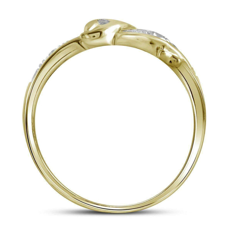 10kt Yellow Gold Women's Round Diamond Two-tone Dolphin Fish Animal Ring .03 Cttw - FREE Shipping (US/CAN)-Gold & Diamond Rings-5-JadeMoghul Inc.