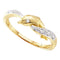 10kt Yellow Gold Women's Round Diamond Two-tone Dolphin Fish Animal Ring .03 Cttw - FREE Shipping (US/CAN)-Gold & Diamond Rings-5-JadeMoghul Inc.
