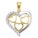 10kt Yellow Gold Women's Round Diamond Two-tone Nested Heart Pendant 1-5 Cttw - FREE Shipping (US/CAN)-Gold & Diamond Pendants & Necklaces-JadeMoghul Inc.