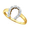 10kt Yellow Gold Women's Round Diamond Two-tone Simple Lucky Horseshoe Ring 1/20 Cttw - FREE Shipping (US/CAN)-Gold & Diamond Rings-5-JadeMoghul Inc.