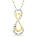 10kt Yellow Gold Women's Round Diamond Vertical Double Infinity Pendant 1-10 Cttw - FREE Shipping (US/CAN)-Gold & Diamond Pendants & Necklaces-JadeMoghul Inc.