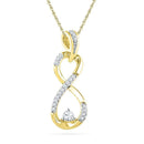 10kt Yellow Gold Womens Round Diamond Vertical Infinity Pendant 1-5 Cttw-Gold & Diamond Pendants & Necklaces-JadeMoghul Inc.