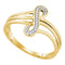 10kt Yellow Gold Women's Round Diamond Vertical Infinity Strand Ring 1/20 Cttw - FREE Shipping (US/CAN)-Gold & Diamond Fashion Rings-5-JadeMoghul Inc.