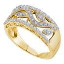 10kt Yellow Gold Women's Round Diamond Vine Leaf Band Ring 3/8 Cttw - FREE Shipping (US/CAN)-Gold & Diamond Bands-5-JadeMoghul Inc.