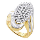 10kt Yellow Gold Women's Round Diamond Wide Cluster Ring 1.00 Cttw - FREE Shipping (US/CAN)-Gold & Diamond Cluster Rings-5-JadeMoghul Inc.