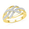 10kt Yellow Gold Women's Round Diamond Woven Crossover Band Ring 1/20 Cttw - FREE Shipping (US/CAN)-Gold & Diamond Bands-5-JadeMoghul Inc.