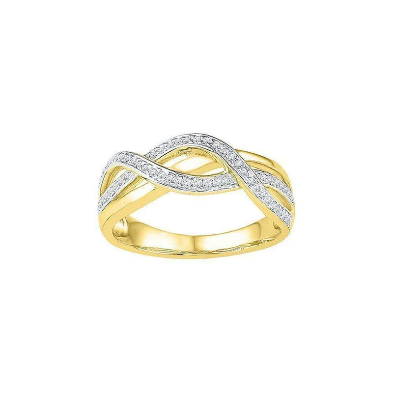 10kt Yellow Gold Women's Round Diamond Woven Fashion Band Ring 1/5 Cttw - FREE Shipping (US/CAN)-Gold & Diamond Bands-5-JadeMoghul Inc.